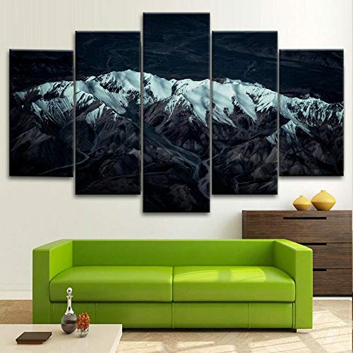 XYYYDS- Cartel de la Naturaleza de la montaña del Glaciar antártico -Cuadro XXL Impresiones En Lienzo 5 Piezas Cuadro Moderno En Lienzo Decoración para El Arte De La Pared HD Impreso Mural