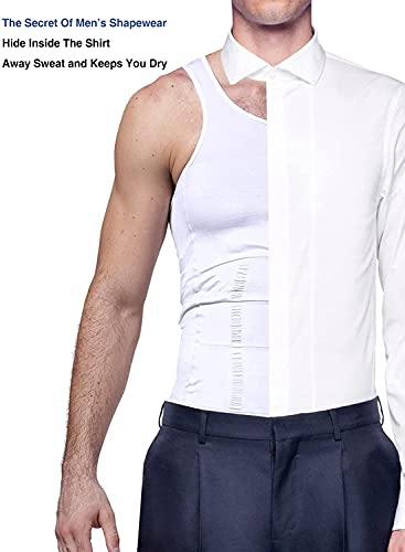 YCUEUST Hombre Camiseta Tirantes Faja Reductora Chaleco Ropa Interior Blanco M