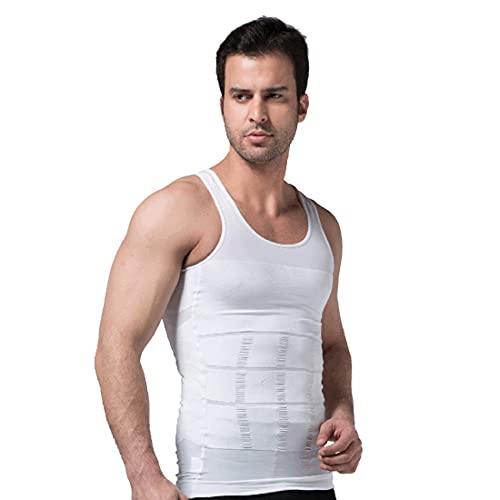 YCUEUST Hombre Camiseta Tirantes Faja Reductora Chaleco Ropa Interior Blanco M