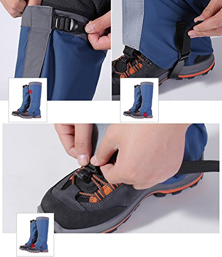 Yimidear Unisexo Impermeable Resistente a Nieve Al Aire Libre Polainas Pierna Cubrir Envolturas Caminar para Alpinismo Caza Excursionismo (M, Azul)