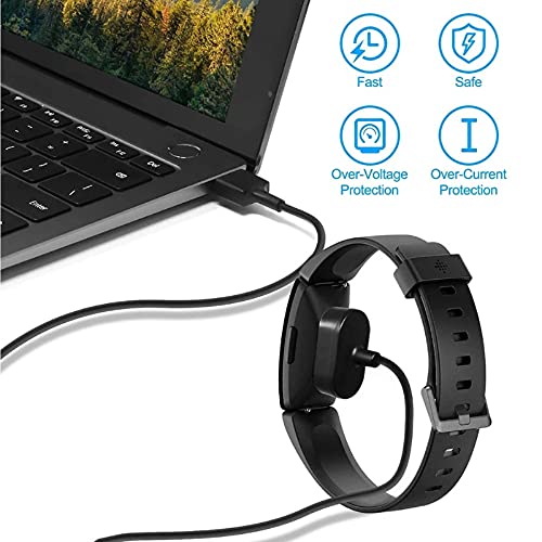 Young & Ming Cargador Compatible con Fitbit Inspire HR/Inspire/Ace 2, Cable de Carga USB de Repuesto Adaptador de Cargador - Negro 3,3ft 100cm