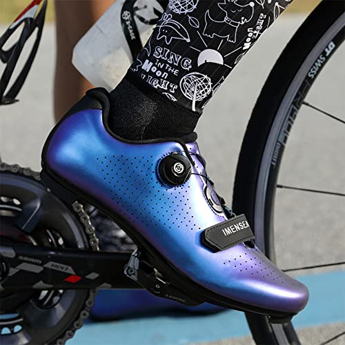 Zapatillas de Bicicleta de Montaña Antideslizantes para Hombre Mujer Zapatillas de Ciclismo MTB Transpirables Exterior Carretera ((Azul,43 EU)