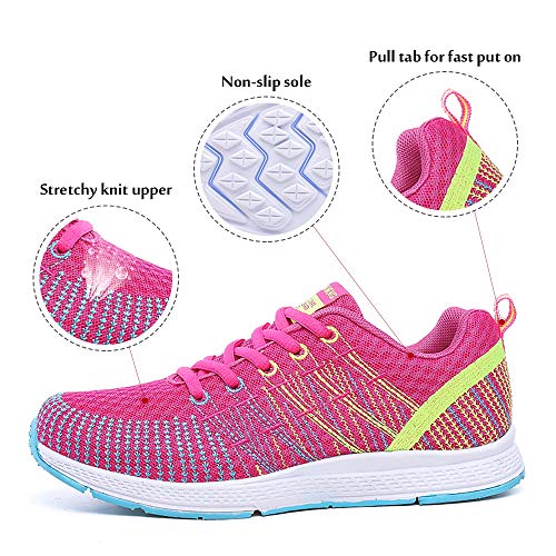 Zapatillas de Deportivos de Running para Mujer Gimnasia Ligero Sneakers Rosa-Amarillo 36