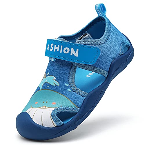 Zapatillas de Playa Piscina Natación Verano Zapatos de Agua para Niños Sandalias Cerrada de Secado Rápido,G Azul,25 EU
