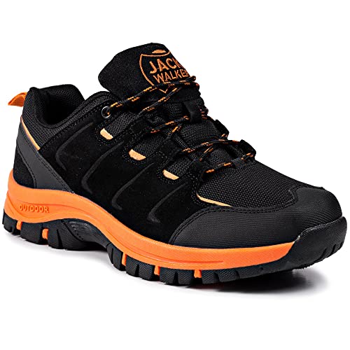 Zapatillas de Senderismo Trail Running para Hombre ultraligeras con ventilación de Baja Altura (41 EU, Naranja)