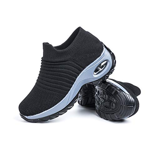 Zapatillas Deportivas de Mujer Zapatos Running Fitness Gym Outdoor Sneaker Casual Mesh Transpirable Comodas Calzado Negro Talla 38