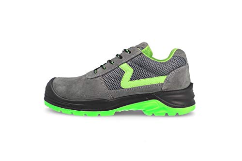 Zapato Seguridad Carbono Plus - Marca PAREDES - Color Gris y Verde - Talla 44