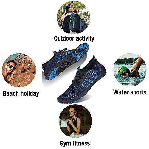 Zapatos de Agua Hombre Mujer Secado Rápido Antideslizante Adulto Senderismo Buceo Surf Zapatos de Playa para Ejercicio Acuático(Fd Azul Oscuro,37 EU)