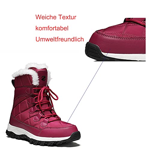Zapatos De Nieve Mujer Botas De Mujer Forradas Color SóLido Calientes Cómodas Trabajo Formal Calzado Calzado Antideslizante(EU37，Rojo)