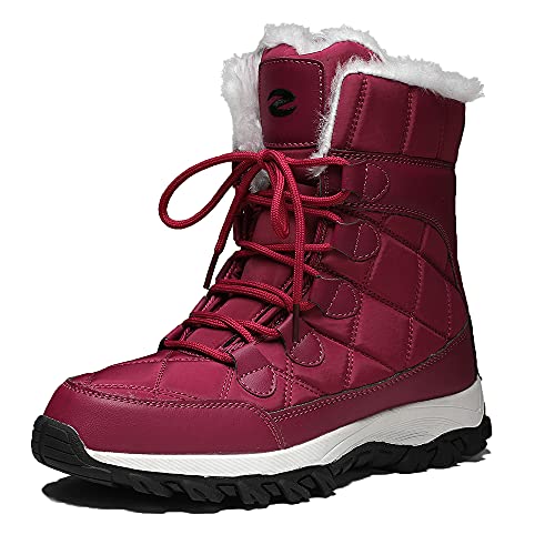 Zapatos De Nieve Mujer Botas De Mujer Forradas Color SóLido Calientes Cómodas Trabajo Formal Calzado Calzado Antideslizante(EU37，Rojo)