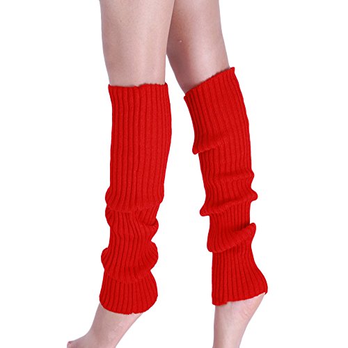 ZODOF Cuffs Knit Leg Warmer Stockings Boot RD Socks (Red, One Size)