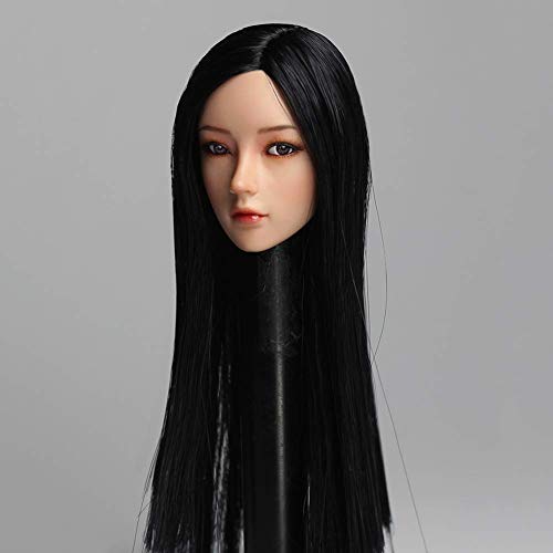 ZSMD - Escultura de cabeza femenina a escala 1/6 con movimiento de ojos, de pelo largo asiático, para colección y fotografía