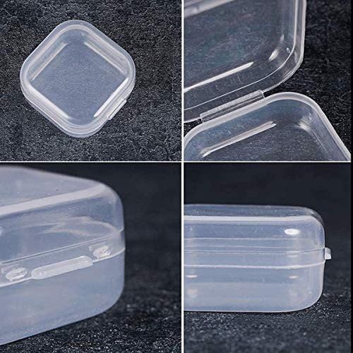 Zuzer 50 Piezas Caja Contenedor de Plástico Transparente de Rectángulo Pequeño Caja de Almacenamiento Storage Box con Tapa para Pastillas Joyería y Otros Articulos Pequeños 3.5x3.5x1.7cm